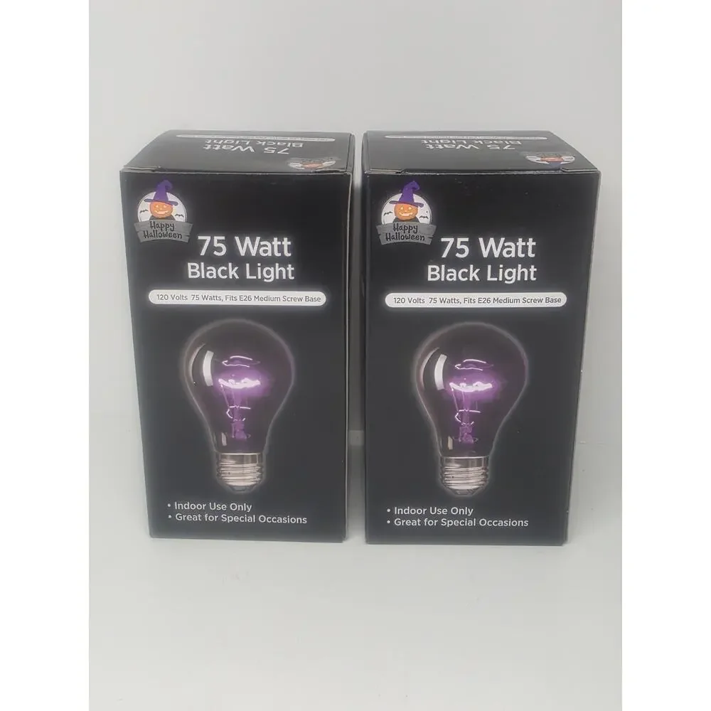 New Painted BLACK LIGHT BULB 75 W Party Light 2 Pack (Not A Real Black Light)